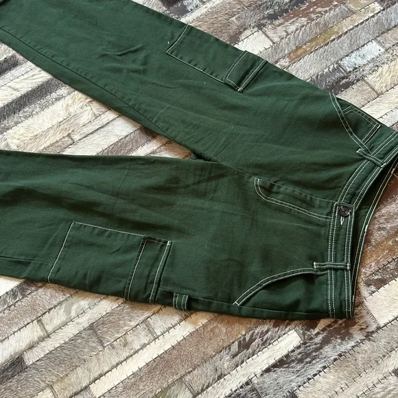 Sandy Liang Forest Green Carpenter Staight Leg Barrel Jeans Size 2 - Picture 5 of 9